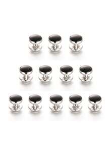 袖扣，新郎结婚礼物，高品质燕尾服袖扣，新款男士袖扣，圆形油滴贝壳袖扣套装，现货，男士法式袖口商务纽扣，燕尾服纽扣 - 白色 - 查看 6