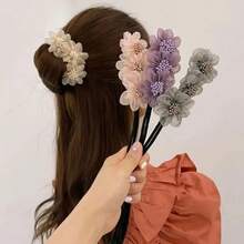 Elegant Bun Styler, Floral Design For Easy And Curly Hair, Ideal Hair Accessories For Women. - Grey - View 3
