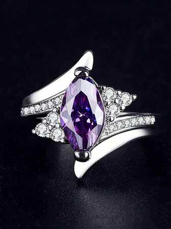 1 pieza Anillo de circonita cúbica bonito para mujer para boda, compromiso, aniversario, fiesta, joyería, regalo del Día de San Valentín