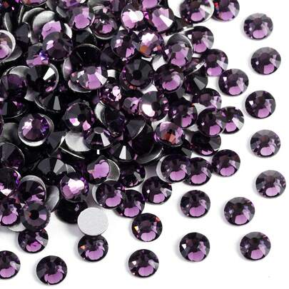 2-4mm SS10/16/20/1440pcs Lotus Purple Flat Bottom Crystal Rhinestones, Shiny Flat Convex Gemstones, Handmade DIY Crafts, Suitable For Cups, Shoes, Phone Cases, Jewelry, Nail Art, Diamond Painting, Home Decor