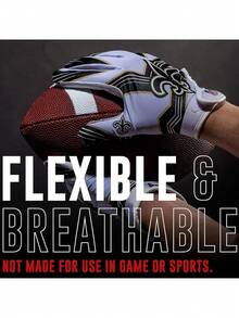 Youth  Football Receiver Gloves - Kids Football Gloves Pair -  Team Logos and Silicone Palm - All Youth Sizes - Great Game Gear + Football Costume Accessory,36985064 - Azul y blanco - Ver 5