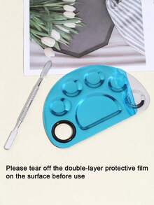 2pcs Professional Stainless Steel Makeup Palette Cosmetic Palette With Spatula Tool For Nail Art Eye Shadow Eyelash Makeup Professional Pigment Blending, Cosmetic Mixing Makeup Palette Spatula Makeup Artist Tool, Beauty Salon Color Cream Mixing Palette With A Spatula Makeup Nail Art Palette - Silver - View 11