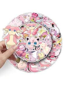 pokemon Pokémon Stickers, 50 Pcs Pink Kawaii Cute Vinyl Waterproof Stickers For Kids, Laptop, Water Bottle, Phone, Bullet Journal, Scrapbooking DIY Crafts - Multicolor - View 3