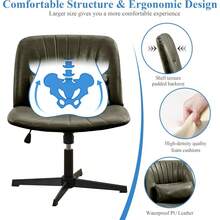 Criss Cross Chair Armless Wide Cross Legged Office Desk Chair Swivel Height Adjustable Computer Task Vanity Chair With Pillow For Home Office, Dressing Room (Green) - 綠色 - 查看 8