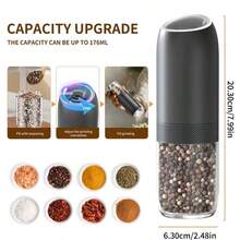 1pc Electric Salt And Pepper Grinder, Gravity Sensing Automatic Salt And Pepper Mill, Battery Operated (Batteries Not Included), Visible Capacity Container, Suitable For Outdoor BBQ, Home Kitchen, Restaurant, Party - Multicolor - View 3