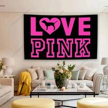 Decoration Background Cloth  Pink Slogan Tapestry Flag Wall Hanging Tapestries Aesthetic Room Home Decor Wall Art Decor - 1 - 查看 3