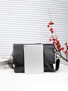 男士单肩包，轻薄文件包，休闲大容量，高端质感，肩背/斜挎时尚休闲男包 - 黑色 - 查看 6