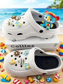 轻便防水休闲木屐，成人可调节绑带凉鞋 - 白色 - 查看 7