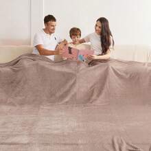 Oversized King Fleece Blanket 120x120 Inches, Seamless Soft Cozy 3D Jacquard Flannel Blanket 10'x10' Extra Large For Bed, Sofa, Couch, Travel & Camping, California King Throw, Purple - Wave CT21NV - 淡駱駝 - 華夫餅 - 查看 4
