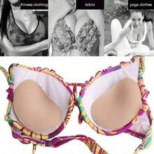 2/4片装自粘硅胶薄厚隐形胸垫，适用于泳装比基尼聚拢胸垫，纯色胸罩罩杯 - 卡其色 - 查看 7