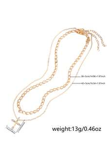 Nooxian 2pcs Cubic Zirconia Cross Pendant Layered Necklace For Women - Yellow Gold - View 6