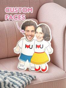 1个定制照片抱枕，可定制人脸图案，个性化异形抱枕，趣味情侣礼物，可印照片、姓名、文字，花朵爱心抱枕，可水洗，可爱，充满爱意，柔软，定制，独特，个性化，送给男朋友的理想礼物
