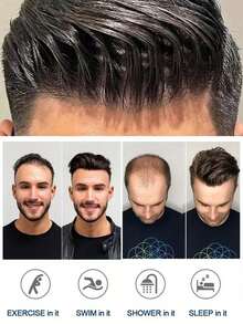 Back Hair Style 0.06mm Ultra Thin Skin Full PU Men Toupee Human Hair Natural Hairline 13x18cm 15x20cm Ultra Thin Breathable PU Transparent Full Biological Scalp Prosthesis Toupee Durable Human Hair Buzz Cut Toupee Men Breathable Male Hair Prosthesis Capillary Men Natural Black Color - Natural Black - Xem 7