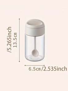 3个带一体式勺盖的密封玻璃调料罐 - 气密塑料调味罐，透明盖，适合家庭厨房，非常适合存放香草和香料 - 彩色 - 查看 4