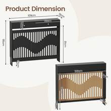 Jooli H Radiator Cover With Drawers, Black Wooden Radiator Shelf Pipe Covers Cabinet With Wavy Grill For Living Room Bedroom Hallway - 黑色 - 查看 3