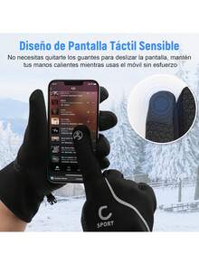 Guantes de Invierno, Guantes para Frío Impermeables y Térmicos con Forro Grueso, Antideslizantes y Ajustables para Hombres y Mujeres, Guantes para Motociclista, Manejar, Ciclismo, Correr y Esquí,37332928 - Rojo - Ver 5