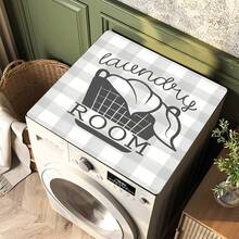 1件格子图案印花洗衣机防尘垫，吸水桌垫，吸水冰箱垫，微波炉防尘罩，柔软硅藻土排水垫，防滑强力吸水餐具晾干垫，现代洗衣机和烘干机顶盖，适用于洗衣房和厨房，餐桌垫 - 彩色 - 查看 3