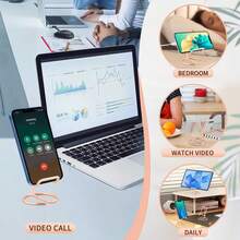 1pc Universal Smartphone Desktop Stand, Fashionable Frame Design, Sturdy Plastic/Metal Phone Holder, Suitable For Video Calls And Reading, Gold And Rose Gold Finishes, Lightweight And Portable, Scratch-Resistant Pad, Perfect For Home, Office, Travel, High-Quality Structure - Multicolor - View 7
