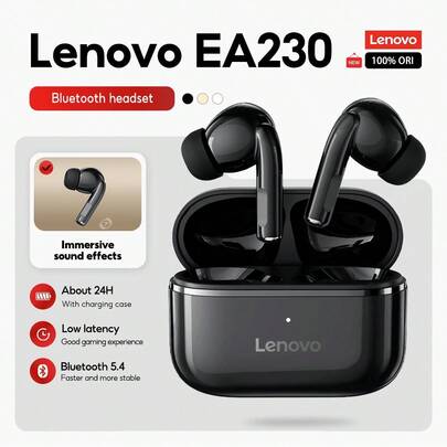  Lenovo EA230 kabellose Bluetooth-Kopfhörer, 5,4 Intelligente Berührungssteuerung, Super lange Akkulaufzeit, kompatibel mit iOS/Android, halb-im-Ohr Hochauflösender Stereo-Sound mit Mikrofon