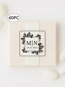 8/20/40pcs Custom Clear Plastic Stickers With Black Print,Square Wedding Transparent Stickers,Adhesive Labels With Love By Your Name, Personalized Stickers With Text Logo - Multicolor - View 34