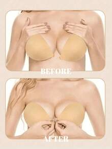 1件装（带肩带）隐形硅胶胸垫，提升胸型，隐形文胸/无背文胸胸垫 - 彩色 - 查看 2