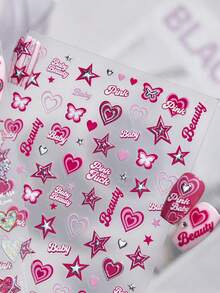 1 Peça Adesivos de Unhas Estampados, Adesivos de Unhas DIY Populares Doces e Meninas Quentes, Adesivos Auxiliares de Unhas com Coração Rosa, Suprimentos de Unhas - Multicolorido - Visão 9