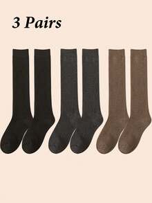 3 Pairs Men's Thick Thermal Thermal Lined Long Socks, Warm For Autumn/Winter - Multicolor - View 12