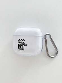 God Will Never Fail You" Inspirational Quote Earphone Case With Carabiner Clip, Clear Transparent Soft TPU Shockproof Cover, Christian Religious Motivational Design, Compatible With AirPods Case, Compatible With AirPods Pro 3 Case, Compatible With AirPods 4 Case, Faith-Based Gifts - Clear - View 15