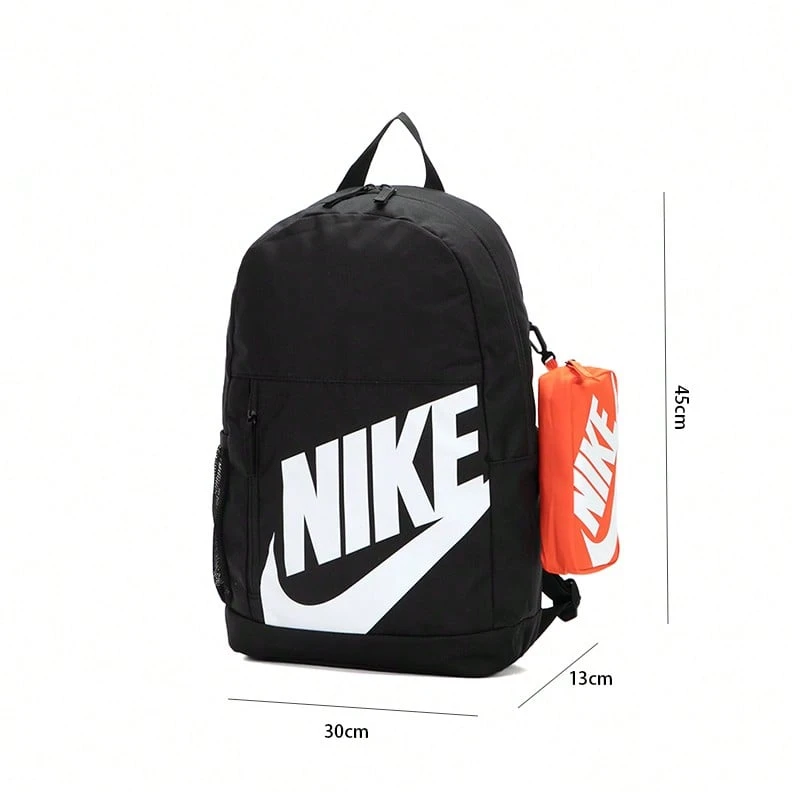 Nike NK ELMNTL BKPK SHOEBOX 户外背包，轻便运动休闲日用背包，笔记本电脑包 HJ4186-010 - 黑/白/橘色 - 查看 1