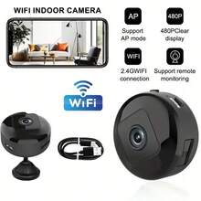 1 pieza Cámara oculta mini espía, cámara oculta inalámbrica WiFi para teléfono móvil, función de detección móvil, función de visión nocturna, función de visualización móvil, cámara oculta Full HD, adecuada para en el hogar/oficina. - Negro - Ver 11