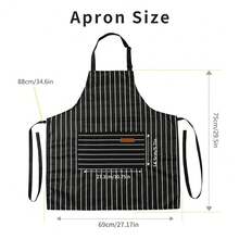 Tosewever 2 Pieces Kitchen CooFKing Aprons, Cotton Polyester Blend Adjustable Bib Aprons With 2 Pockets For Women Men Chef Chef (Black/Brown Stripes, 2) - 黑色/棕色條紋 - 查看 7