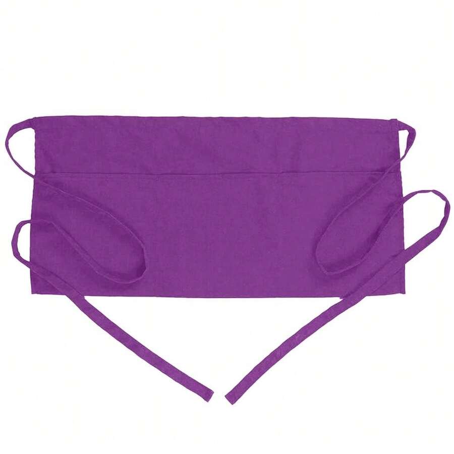 BOHARERS Waist Apron With 3 Pockets - Black Waitress Waiter Server Short Aprons - I-1包紫色 - 查看 1