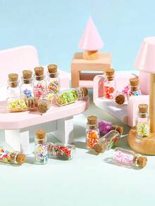 10/20pcs Mini Wishing Bottles With Cork Stoppers, Micro Transparent Artificial Fruit Theme Drift Bottles, Glass Bottle Pendants, Suitable For Micro Landscape Crafts, DIY Crafts, Home Decor, Bookshelf, Living Room Scenes, Birthday Party Gifts, Car Interior Accessories, Gift Bag Fillers, Wedding Gifts, Valentine's Day Gifts - Multicolor - View 7