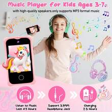 儿童智能玩具手机，独角兽设计，支持32G内存卡，多种款式可选，是送给3-12岁男孩女孩的理想圣诞节和生日礼物。 - 彩色 - 查看 2