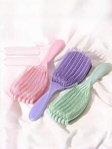 1支大号弧形贝壳发梳，高弹力蓬松顺滑易梳理多功能按摩梳，美发造型套装，理发店居家美容旅行必备美发工具套装，护发产品，头发护理，发梳，美发配件 - 彩色 - 查看 9