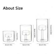 3个透明圆柱形烛台，玻璃防风烛台，开放式玻璃烛台底座，适用于婚礼中心桌、派对、活动 - 無色 - 查看 9