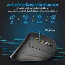 Ratón vertical - Ratón ergonómico inalámbrico 6 bos con DPI ajustable 1000/1600/2000/2400 Ratón ergonómico óptico de 2.4G para ordenador portátil ordenador de escritorio  Windows  OS - Ver 4