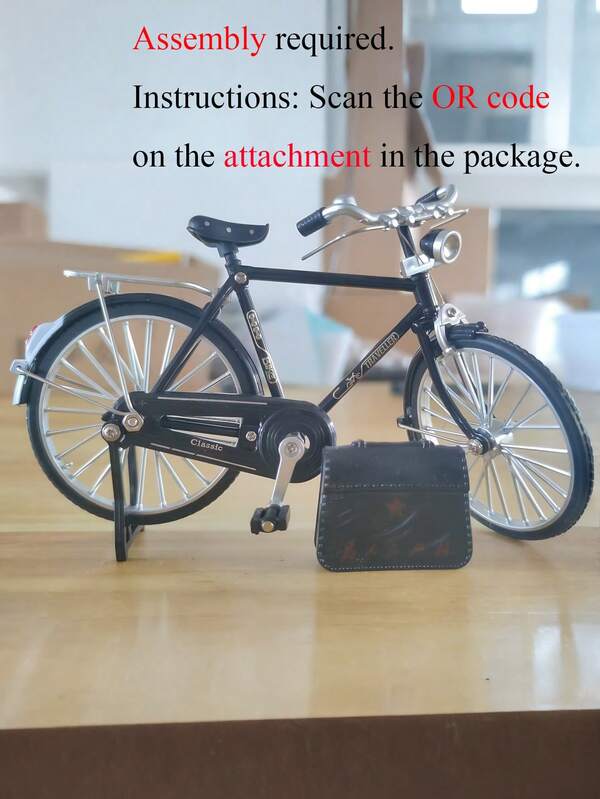 1件经典复古自行车DIY家居装饰，迷你比例，可搭配行李箱，手工DIY工艺套件，可拆卸，迷你合金塑料自行车模型展示品，迷你摆件，铝合金和塑料材质，适合收藏家和爱好者，情人节送给男友的礼物。（注：可通过二维码获取组装视频）