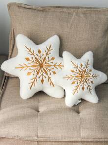 1Pc 38cm/14.96Inch Snowflake Plush Pillow Toy, Ultra Soft Fluffy Snowflake Stuffed Animal Cushion, Winter Nature Themed Collectible Decor, Friendly Plush Ornament, Christmas Winter Holiday Birthday Gift For Kids, Adults & Plush Lovers - White - View 5