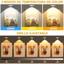 3 Pack Luces de pared para cuadros, 1200mAh recargables con pilas para marcos, regulable y temporizador de iluminación de arte para cuadros inalámbrico, magnético Galería de luz, blanco,36928233