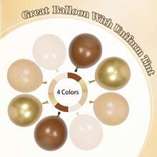 Brown Warm Balloon Set, Includes 36pcs 10-Inch Brown, Nude, Sand White, Metallic Gold Latex Balloons, Optional Ribbon Matching, Perfect For New Year Decoration, Shower, Wedding, Valentine's Day, Theme Party, Gender Reveal Party, Cocktail Party, Important Holidays, Prom And Other Indoor/Outdoor Scenes. Party Supplies, Party Decoration Props, Photo Backdrop. - Brown - View 3