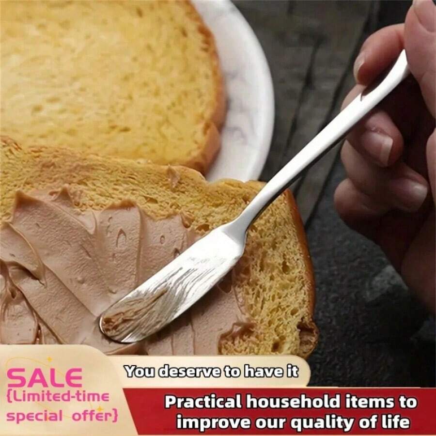 1/2/4pcs Stainless Steel Butter Knives, Cheese Spreaders, Jar Scrapers, Metal Jar Knives, Butter Scrapers, Multi-Function Scrapers, Kitchen Tools, Kitchenware - Silver - View 1
