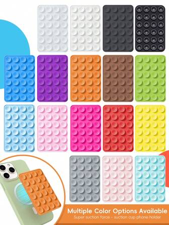 17-i-1 silikontelefonhållare, blandade färger, dubbelsidig sugkoppsdesign, halkfri, lämplig för alla smartphones, Android och iOS, utmärkt present till familj och vänner, telefontillbehör