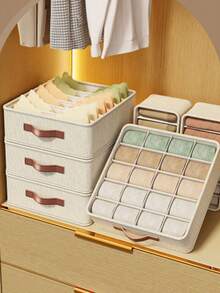 1个内衣抽屉收纳盒，内衣抽屉分隔篮，文胸袜子收纳盒，抽屉收纳袋，适用于文胸、袜子、腰带，节省空间，适用于衣柜、卧室、家庭、宿舍 - 米色 - 查看 5
