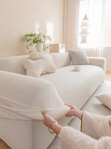 1pc Thick High Grammage Solid Color Plush Sofa Cover, Warm And Comfortable For Winter, Suitable For All Seasons, Anti-Slip And Dirt-Resistant, Removable And Machine Washable, Effectively Prevents Pet Scratching, Suitable For Living Room And Bedroom Sofa Protection And Decoration, Fits 1/2/3/4 Seater Sofas - Multicolor - View 8