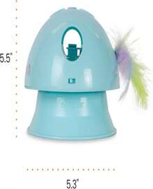 Juguete para gatos Catstages 2 en 1 con resorte - Pista interactiva con bola saltarina con plumas y cascabeles, color azul - ColorB - Ver 8