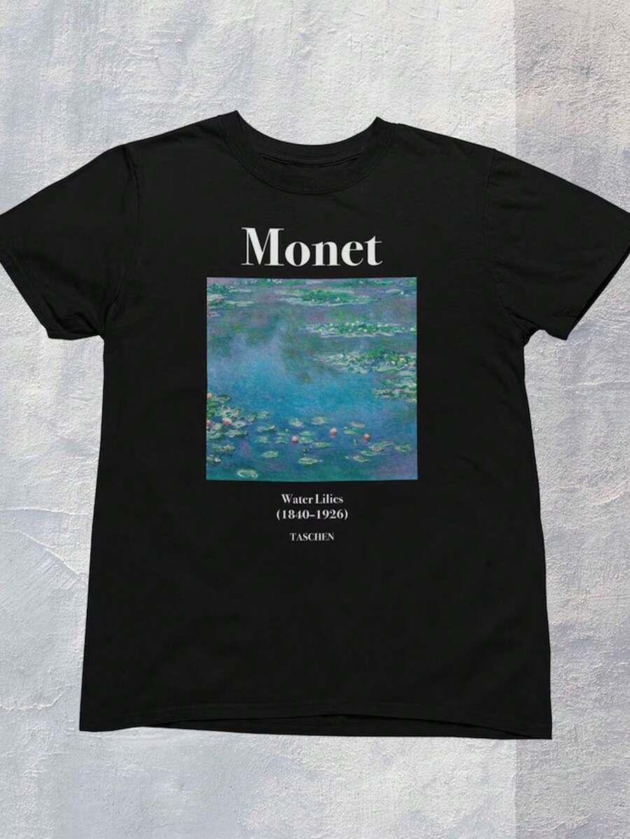 Water Lilies T Shirt By Claude Monets - Art - Painting - Painter - Artsy - Art Lover - 黑 6 - 查看 1