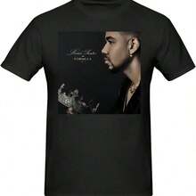 Romeo Music Santos Shirt Fashion Versatile Short Sleeve Crew Neck T-Shirt Black - 黑色 - 查看 1