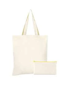 2pcs/Set, Large Capacity Lightweight Blank Tote Bag & Zipper Pouch Combo Set, Suitable For DIY Cross-Stitch, Embroidery, Painting, Heat Transfer Printing, Multi-Purpose Shopping Bag, Book Bag, Stationery Organizer, Ideal For School, Party, Gym, Camping, Holiday Celebrations, Gifts - Multicolor - View 55