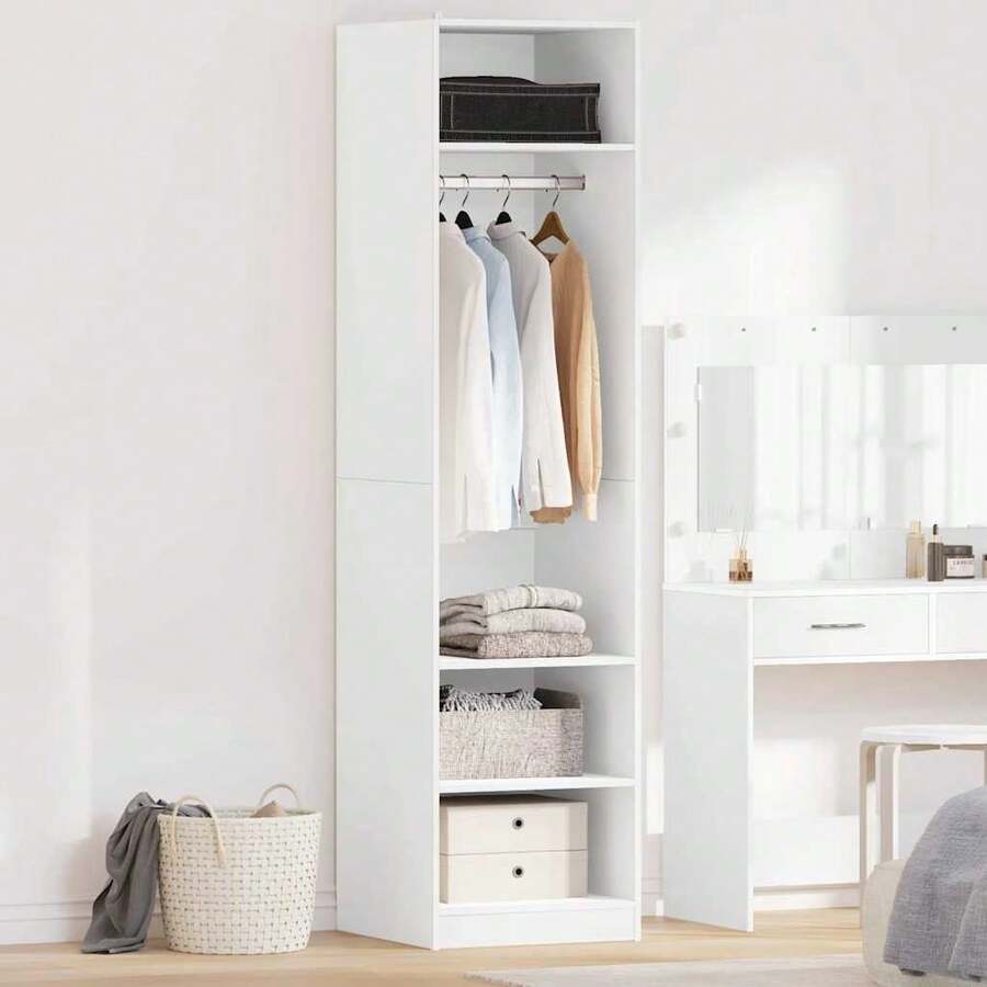 Wardrobe White 50x50x200 Cm Engineered Wood - White - View 1